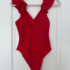 Red Ruffled One-Piece bodysuit
